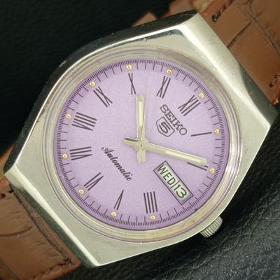 ВИНТАЖНЫЕ АВТОМАТИЧЕСКИЕ ЧАСЫ SEIKO 5 6309A ЯПОНИЯ МУЖСКИЕ ФИОЛЕТОВЫЙ ЦВЕТ ЦИФЕРБЛАТ a708306-1