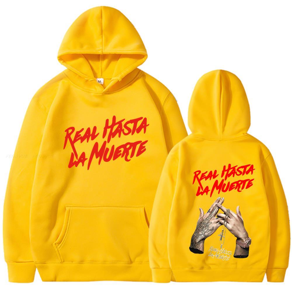 Толстовки с принтом Anuel AA, толстовка, пальто, повседневный спортивный костюм Real Hasta La Muerte, костюм унисекс, женская одежда, пуловер с капюшоном в стиле аниме