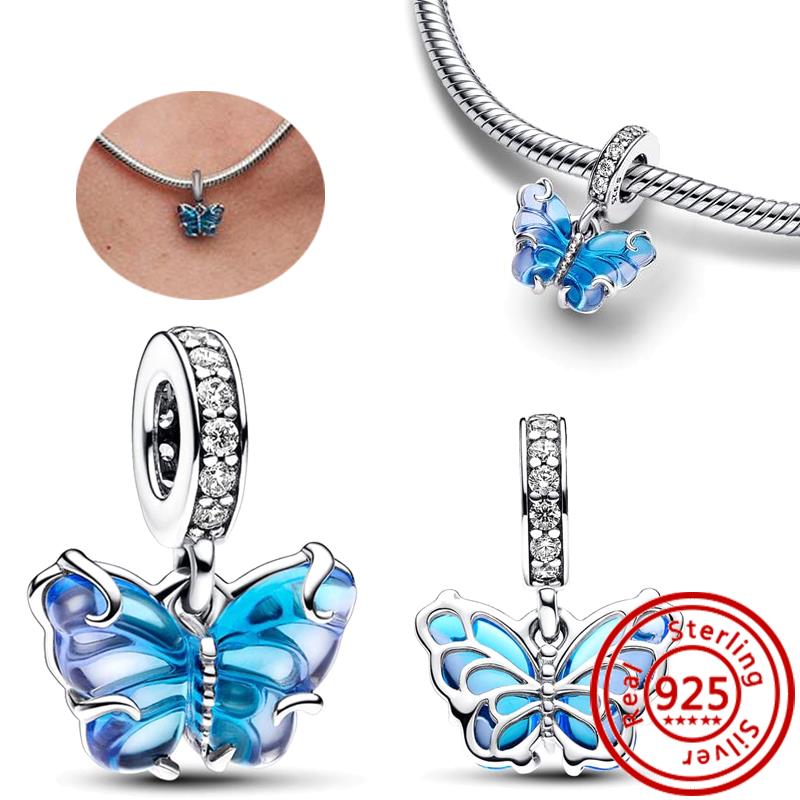 925 медь Пчела Гусеница Бабочка Стрекоза Божья коровка Четырехлистный клевер Шармы-талисманы Подходят для браслета Pantaro Изысканный циркон Подарок