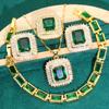 Simple Fashion Necklace High Grade Light Luxury Clothing Diamond European and N Temperament Emerald Necklace Set Square