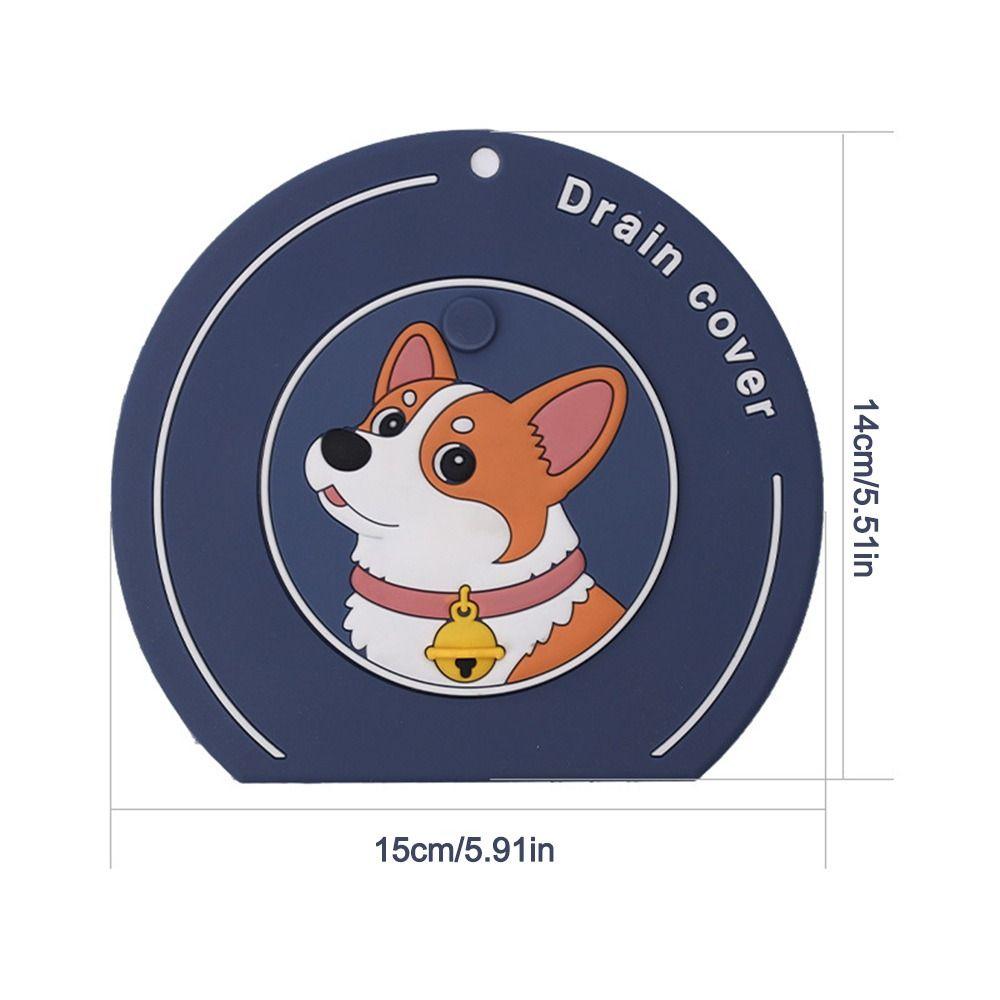 Cartoon Dog Floor Drain Cover Anti-odor Sewer Filter Pad Kitchen Sink Seal Mat  for Kitchen Toilet