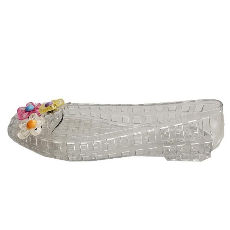 Женские новые прозрачные туфли-желе на плоской подошве, хрустальные туфли, квадратный носок, крутые шлепанцы, ленивые, без задника, для взрослых