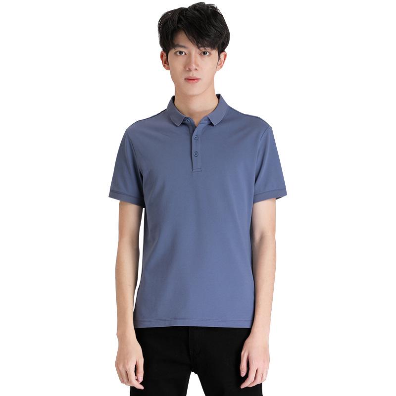 New Summer Style Solid Color Men's Lapel Work Clothes Short-sleeved Korean Style Large Size Golf Men's Polo Shirt
