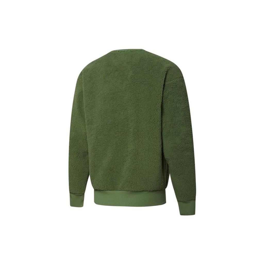 Puma Retro Crewneck Sweatshirt With Contrast Pocket And Faux Shearling Men Tops Dark-Green 534814-67