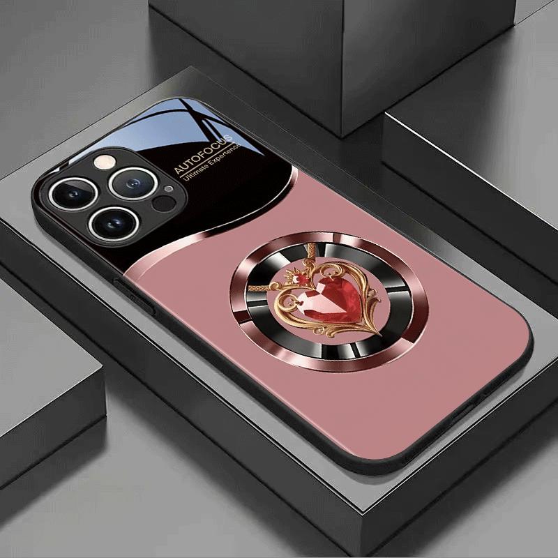 Современное сердце цвета розового золота для чехла iPhone 17 pro max, чехлы для мобильных телефонов, стеклянный чехол для телефона для iPhone 17 16 15 14 13 12 11pm Pro Plus