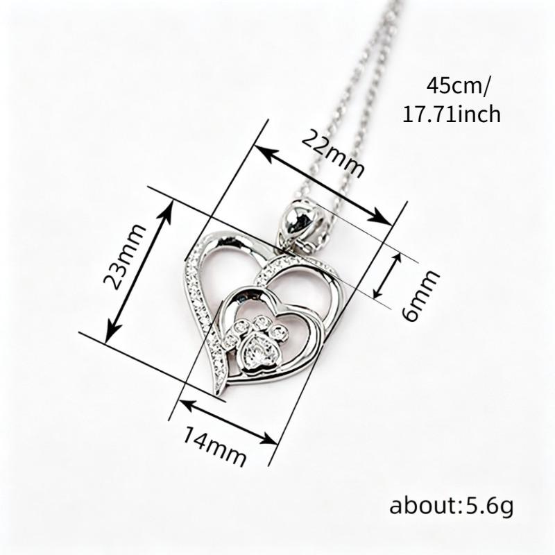 S Silver Cat Claw Heart Pendant Necklace Easy-to-wear jewelry for women Birthday, holiday, and everyday wear gifts
