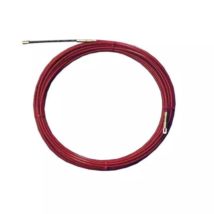 Tire-fils - Acier Gainé - Ø3,9mm - Longueur 10m - Couleur Rouge - Tête de Guidage à Ressort