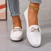 Spring Autumn New Bean Shoes Female Women Round Head Low Heel Knot Chain Casual Footwear Mother Shoes Lady Loafer