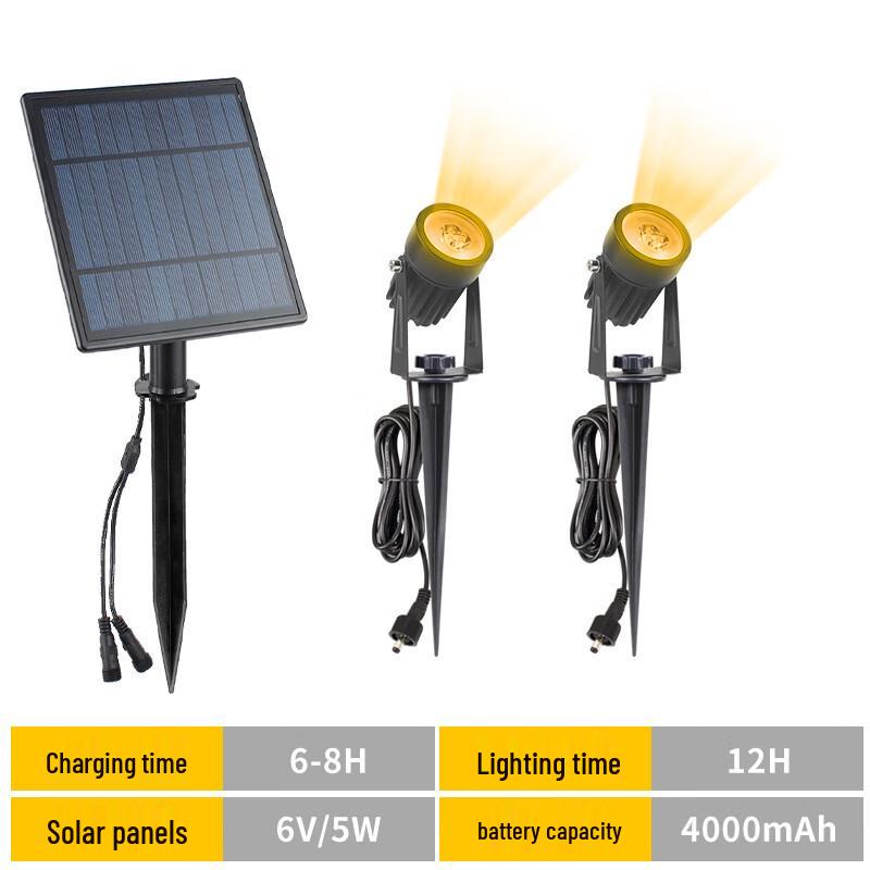 Solar Dual-Head Warm Light Outdoor Spotlight