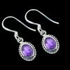 Серьги ручной работы из чистого серебра 925 пробы с натуральным аметистом 1,25 дюйма D6b88