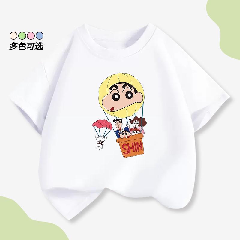 Cartoon Crayon Shin-chan Printed Summer New Style Children's Short-Sleeved T-Shirt Family Clothing Pure Cotton T-Shirt