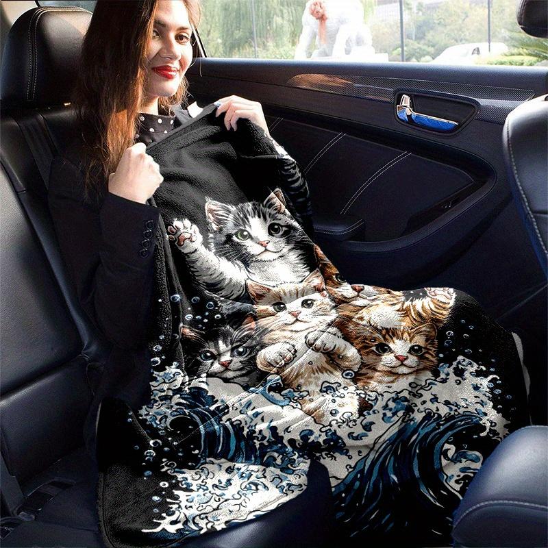 1 шт. Легкое фланелевое одеяло с принтом кошек, Удобное и теплое одеяло, для кемпинга, дивана-кровати, дивана, офиса, подходит для подарков