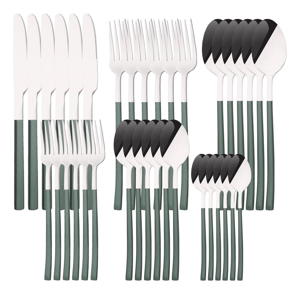 36 шт./6 компл., набор столовых приборов мятного золота, зеркало, столовые приборы из нержавеющей стали, нож, десертная вилка, чайная ложка, столовая посуда, кухонная посуда для ресторана