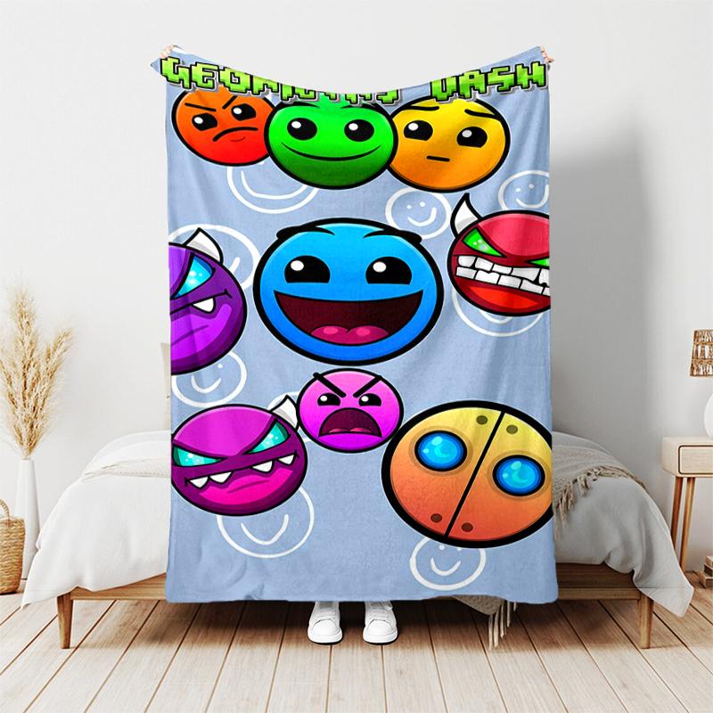 1pc Blanket Geometry Dash1 Print Design, Lightweight Blanket for Sofa, Bed- Soft &Warm, Gift for All Seasons like Christmas, Halloween