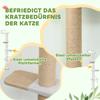 Wall Mounted Cat Shelves, Cat Climbing Wall with 4 Climbing Platforms, Jute Scratching Post and Toy Ball,180cm Tall, Light Grey