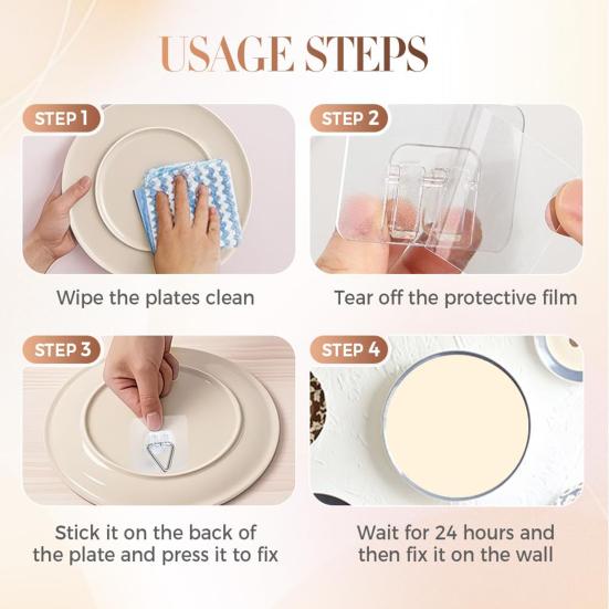 10/20/30 шт. Невидимые клейкие держатели для тарелок, Высокая грузоподъемность, Легко устанавливаются, Настенные держатели для тарелок, Подвешивание картин, Вертикальные крючки