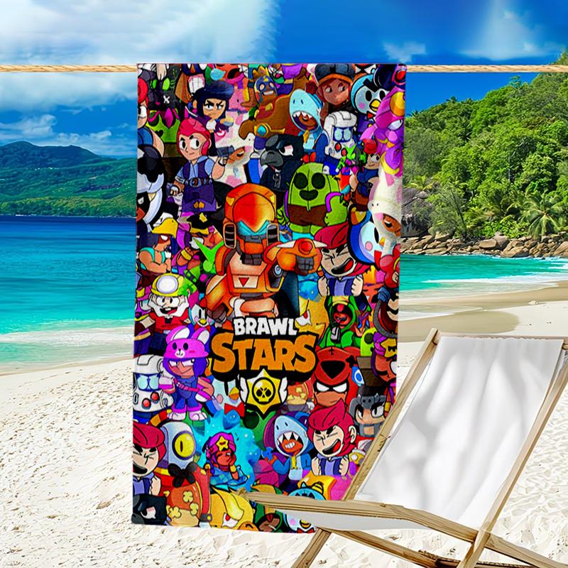 Ultra-Soft Beach Towel with Brawl Stars Theme,Ideal for Pool - Camping, Diving - Perfect Travel Essential, Vibrant Beach Towel.