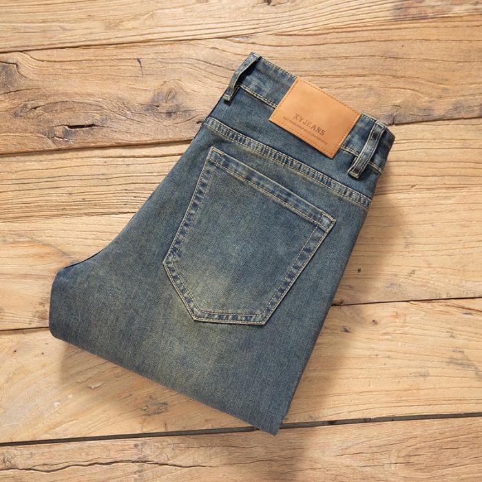 Мужские облегающие светлые эластичные джинсы в стиле ретро 2024 года — модные и универсальные