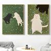 Забавный черно-белый постер с изображением кошек, лежащих на лужайке, холст, картина, природа, растения, настенное искусство для гостиной, домашний декор