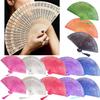 1Pc Wedding Solid Color Bridal Party Hollow Out Hollow Carved New Chinese Style Folding Fan Wood