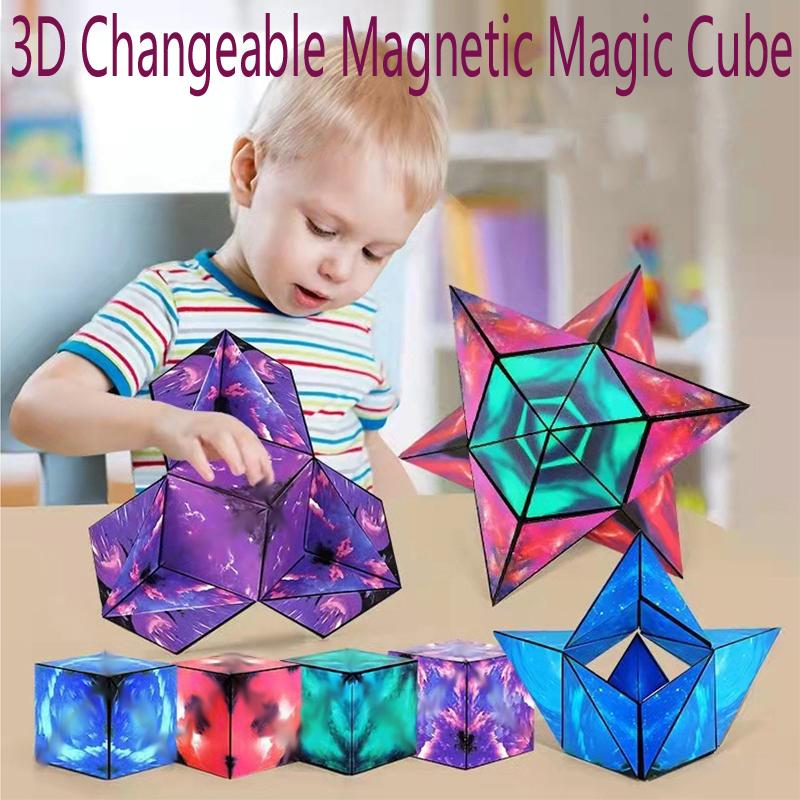 Забавный 3D Геометрический Изменяемый Магнитный Кубик Рубика Антистресс Ручная Переворачиваемая Головоломка Кубик Креативные Игрушки для Детей и Взрослых Тревожность fidget toys