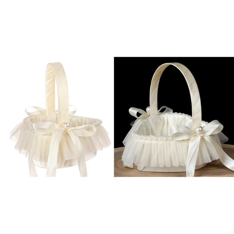 Свадебная корзина Портативные западные свадебные декоративные корзины для цветов с кружевом Девушка Корзина для хранения в форме сердца Юбилей