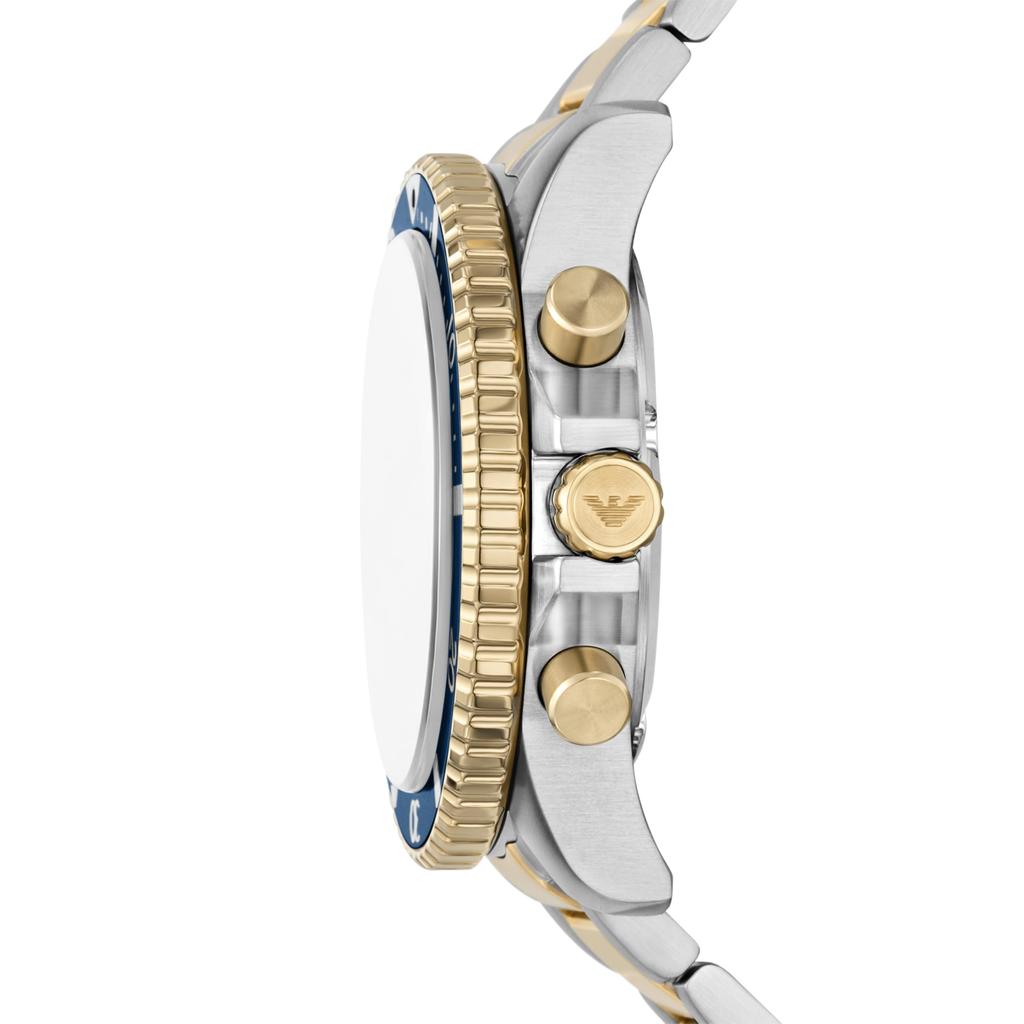 Emporio Armani World Explorer Chronograph Stainless Steel AR11740 Men's Solar-Powered Two-Tone Watch,