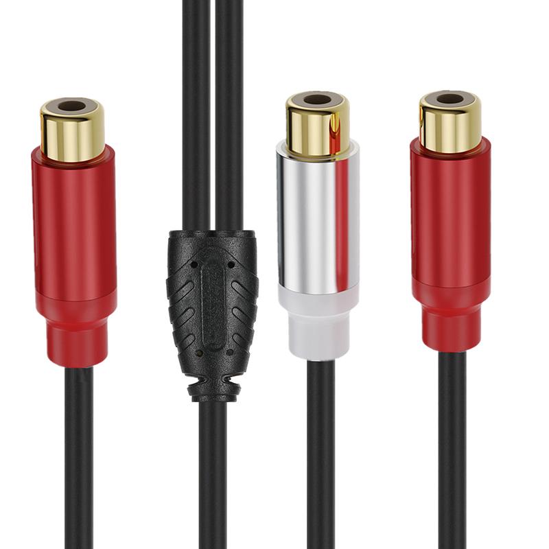RCA Cable Splitter 1 in 2 Out Male to Female Audio Cord Plug Converter for Car Amplifier Speaker Home Theater Extend Adapter