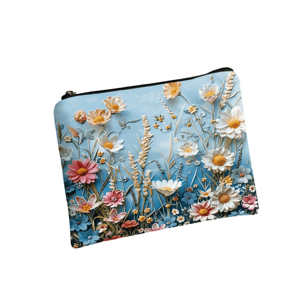Double-sided Printed Toiletries Organizer Floral Cosmetics Storage Bag Outdoor Use
