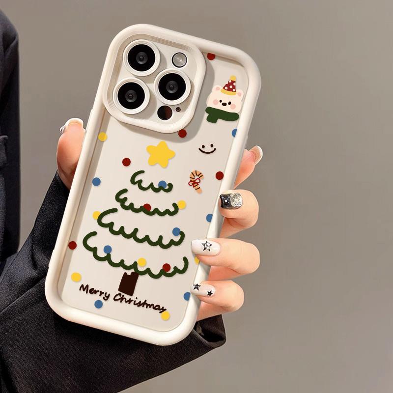 Рождественский чехол для iPhone 11 13 12 14 15 16 Pro Max XR XS Samsung A15 A55 A05 Redmi 12 13C OPPO A16 A18 Reno 11 Vivo Y17S Y12 infinix note 40