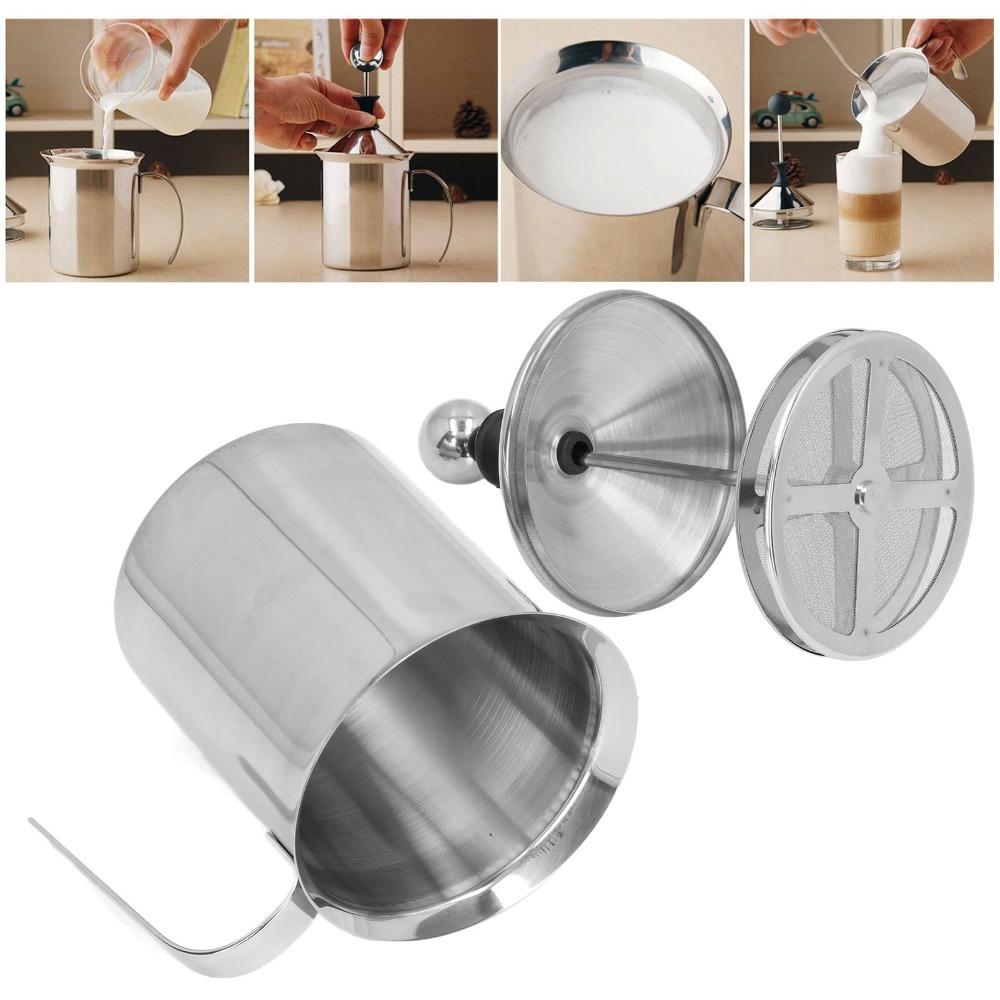 Double Layer Design Manual Milk Frother 800ML Capacity Milk Foam Making Tool Coffee Making
