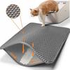 Large Cat Litter Box Mat-30" X 22" with Double Layers Litter Trapping Function, Easy to Clean Litter Mat for Floors