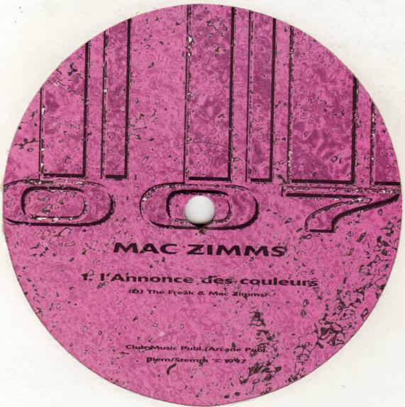 12-дюймовая пластинка MAC ZIMMS - L'Annonce Des Couleurs TP007 2-Play 1997 Нидерланды Дэнс и Электроника Б/У