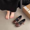 French Retro Shallow Mouth Single Shoes Late Evening Breeze Word 2025 Spring New Models with Versatile Square Head Mary Jane Small Leather Shoes