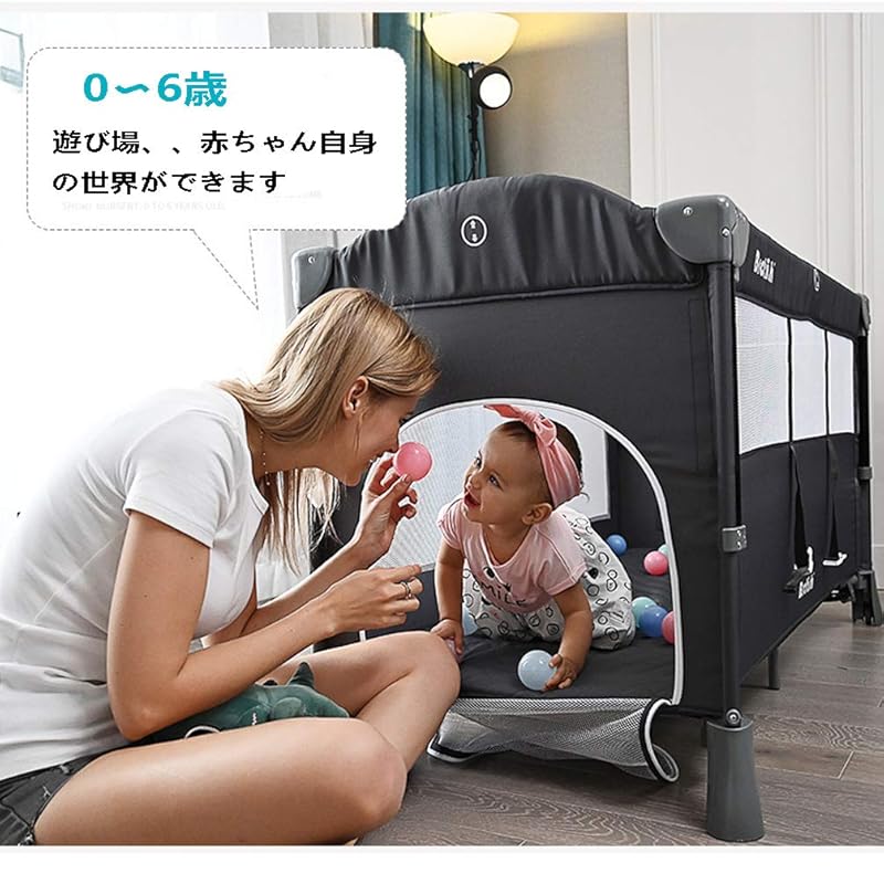 Wondc Crib Play Yard Baby Folding Playpen Compact Mini Crib Newborn Baby Bed Easy To Carry Co-sleeping Bed Cradle with Mattress With Casters, Fixing