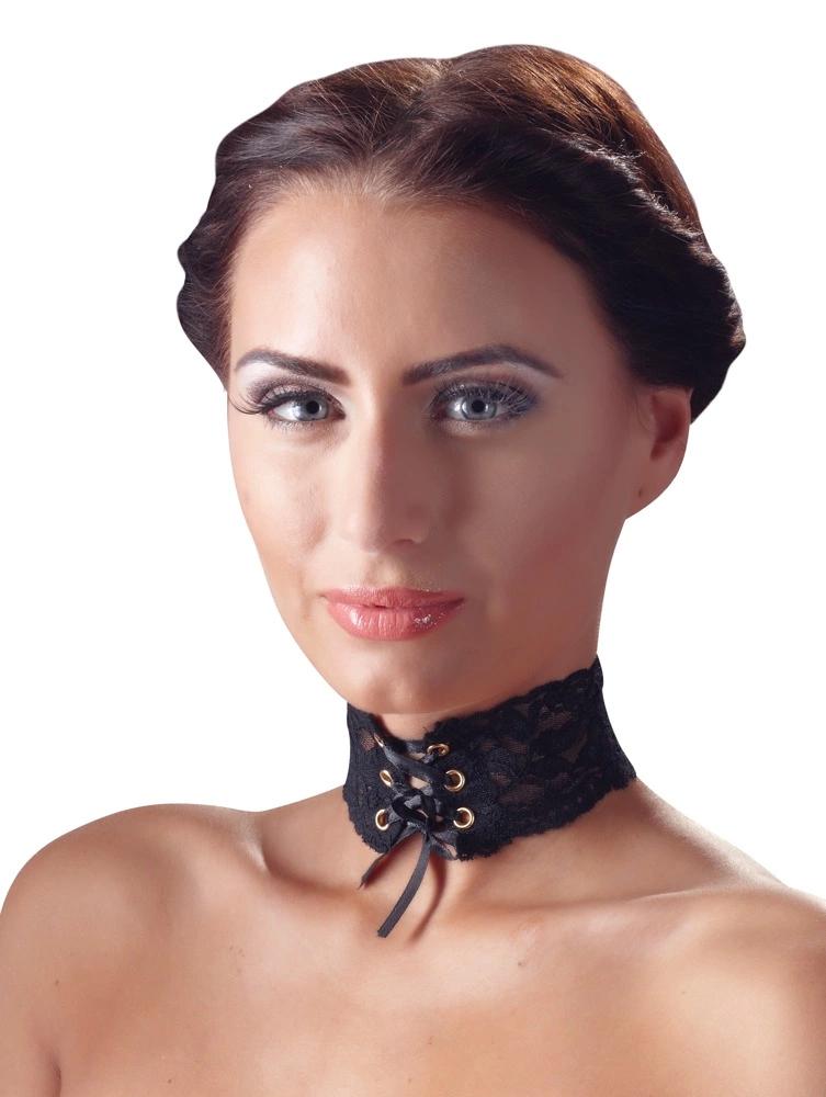 Cottelli ACCESSOIRES - Black Lace Necklace with Satin Ribbon for Tie
