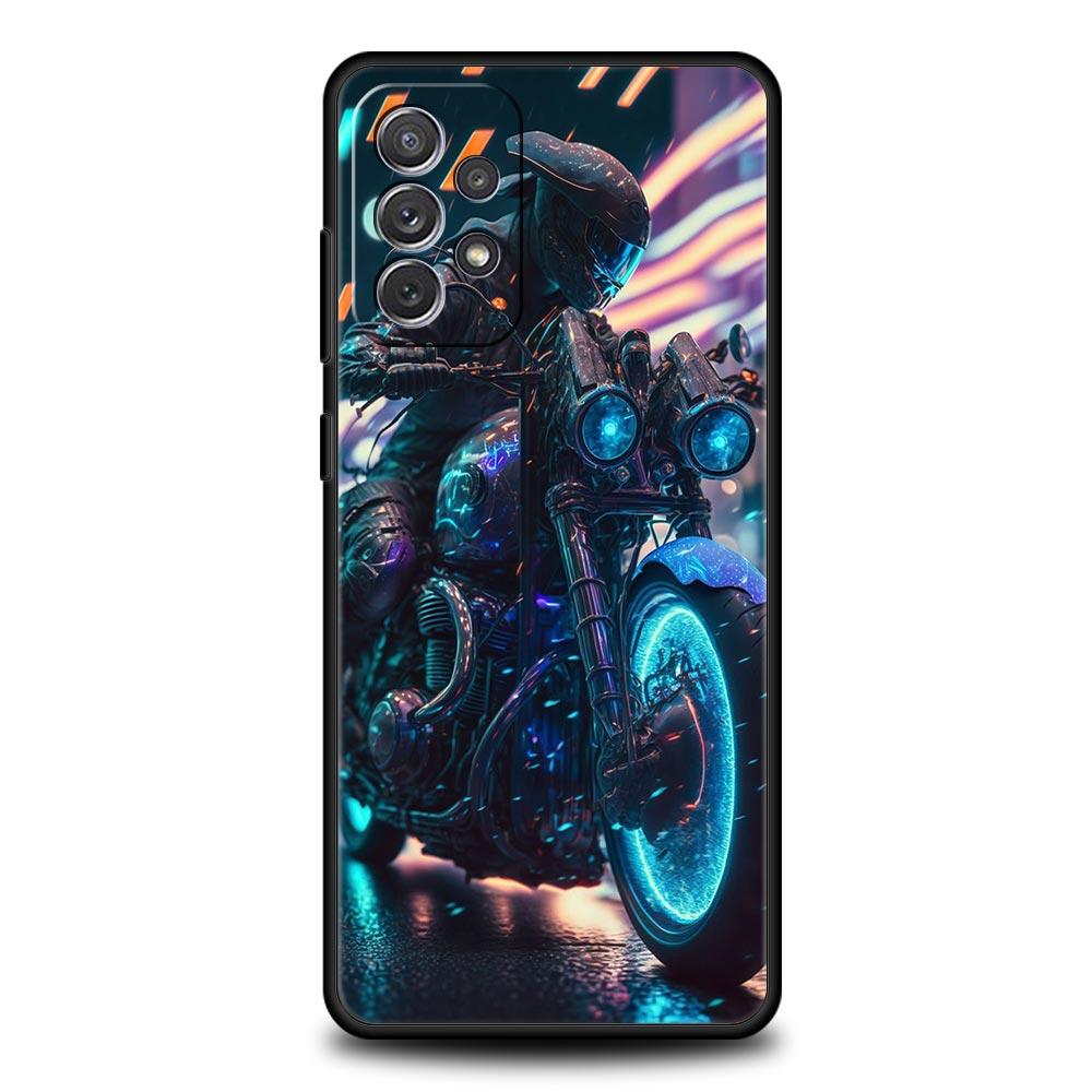 Motorcycle Phone Case for Samsung Galaxy A55 A35 A17 A07 A15 A13 A25 A51 A71 A72 A73 A32 A52 A52S A41 5G Soft TPU Shell Fundas