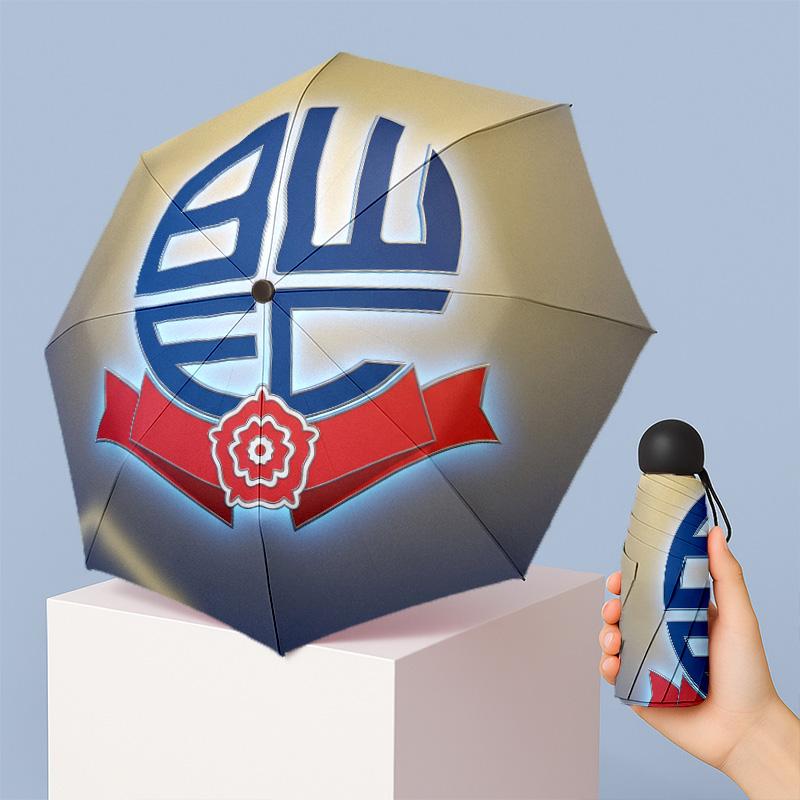 Мини 5-складной карманный зонт Bolton Wanderers FC Компактный легкий Защита от УФ-лучей дождя и солнца Портативный дорожный зонт