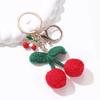 Cute Handmade Yarn Dripping Cherry Fruit Plant  For Women Girls Good Friendship Gift Handmade Jewelry Bag Charm