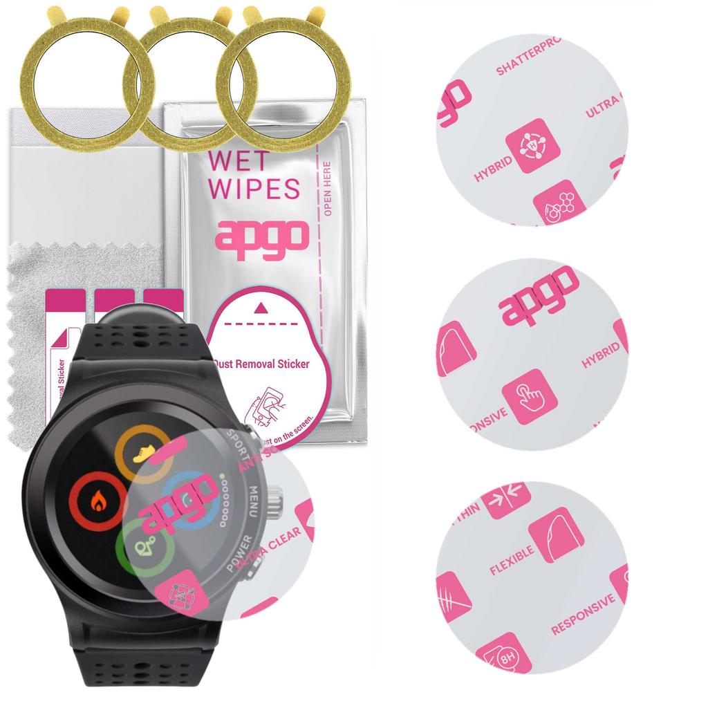 3x Apgo Ultra-Clear Hybrid Protective Glass Compatible with Acme SW301, Flexible Nano Glass, Great Replacement for Tempered Glass, Scratch-resistant,