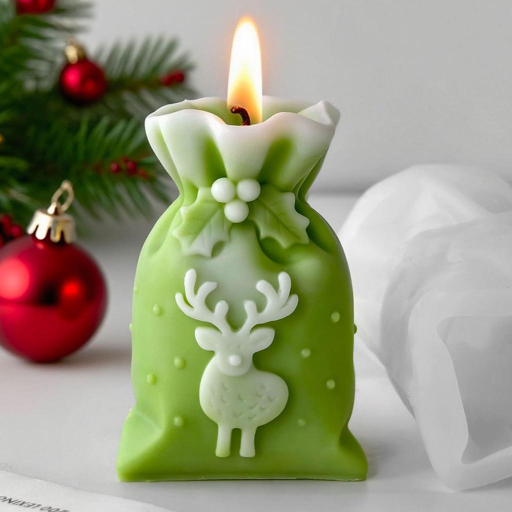 Christmas Gift Bag Silicone Candle Mold Candy Bag Shape Silicone Mold Baking Tool For Epoxy Resin Candle Soap Chocolate