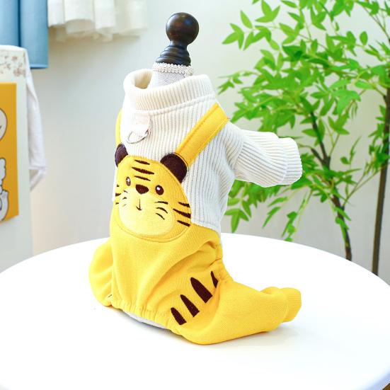 Комбинезон для домашних животных, милые желтые брюки с тигровым комбинезоном, легко носить, дышащие, стильные комбинезоны для домашних животных, тонкая работа