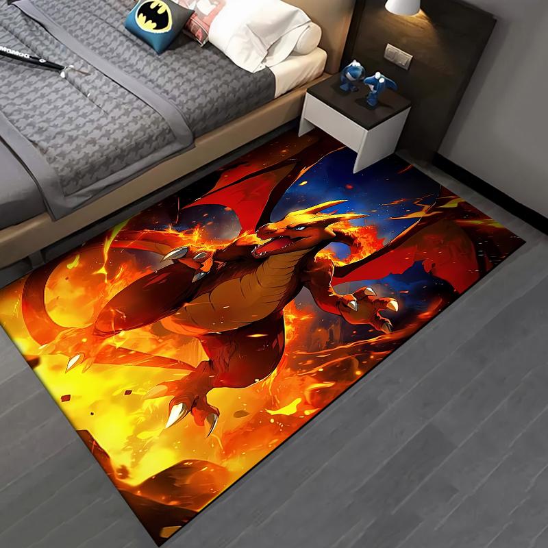 P-P0kem0n C-Charizard Cartoon Dragon Printed Carpet Living Room Bedroom Mat Sofa Kids Room Large Area Decorative Rug Potdemiel