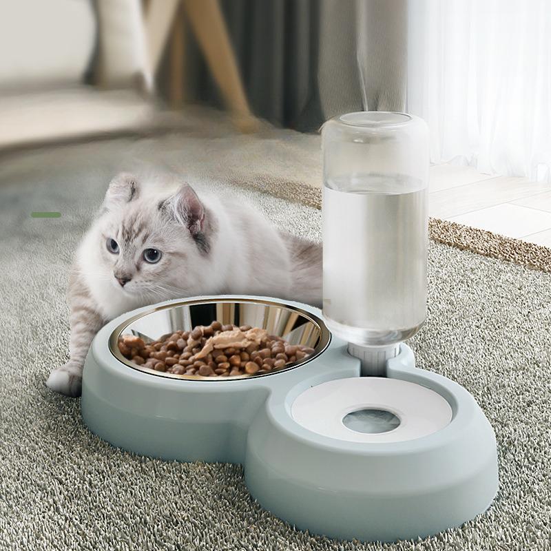 Dual Automatic Pet Feeder Bowl For Dogs And Cats Non Spill Plastic Water And Food Dispenser With Stand KTY