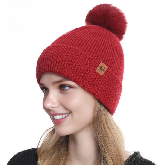 Yousheng 3Pcs/Set Women Hat Scarf Gloves Set Double-Layer Velvet Plush Ball Hat Cold Protection Scarf Touchscreen Gloves Set Ski Cycling Gear