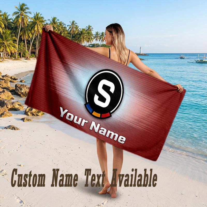 Sparta Prague Design Beach Towel Custom Text Large Towel for Beach Vacation