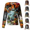 Women's Casual Long Sleeve Single Breasted Halloween Printed Dry-nurse Top
