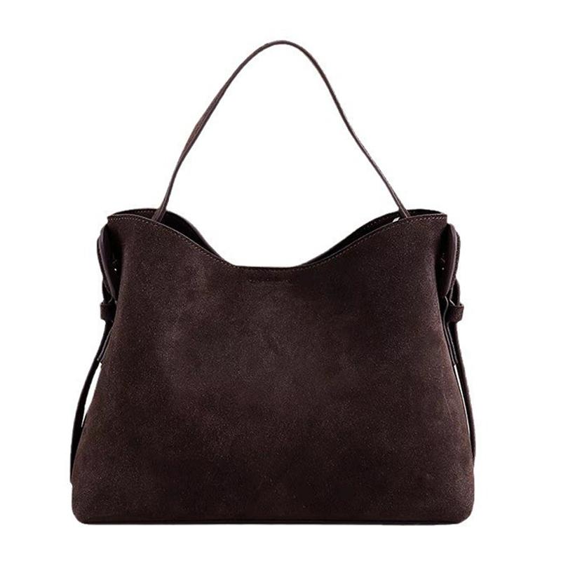 Genuine Suede Cowhide Women Shoulder & Crossbody Handbag Luxury Texture Available In Coffee, Angola Red