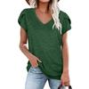 GMXIA Women's Fashion Casual Solid Color Print Short Sleeve V Neck Blouses & Shirts
