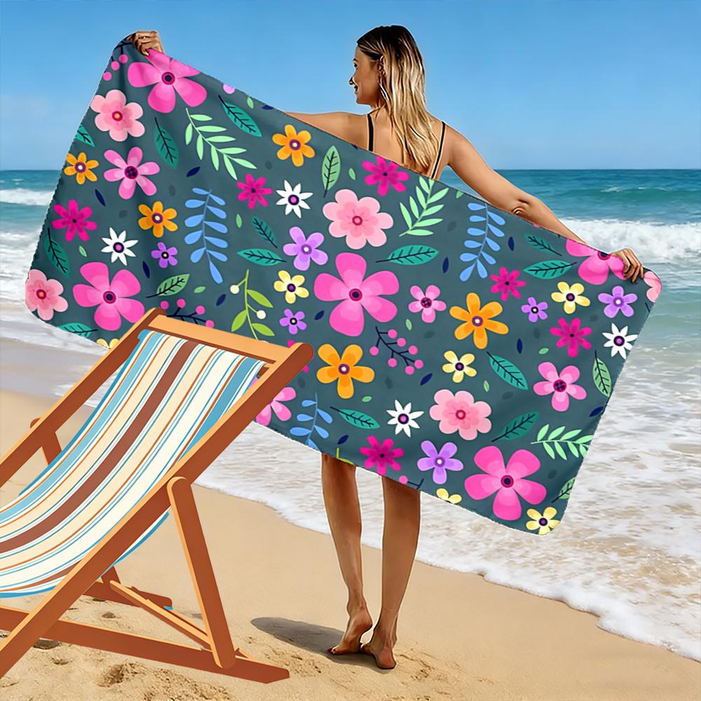 Colorful Floral Pattern Design Beach Towel Beach towel quick-drying for travel outdoor sports jogging beach and swimming